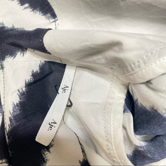 AJE Black & White Striped Tablas Mini Ruffles Wrap Dress Long Sleeve Size 6 NWOT - Picture 10 of 12